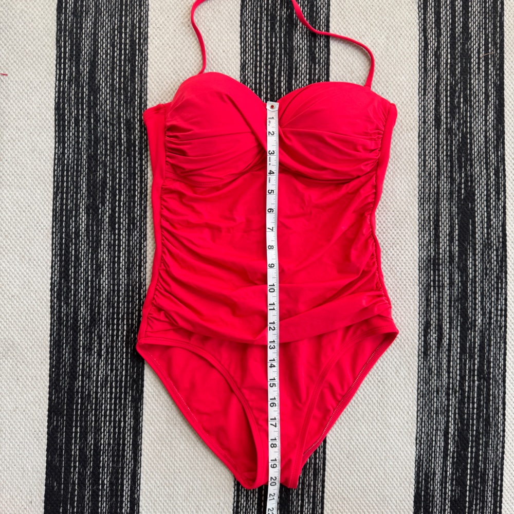 Lize Claiborne Swimsuit Women's Red Halter Top One Piece Swimsuit Size 8 - Picture 9 of 9